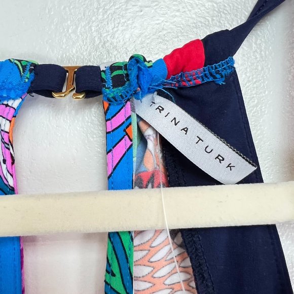 Trina Turk Tahiti Tropical Romper V-Neck Tie Waist Floral Cover-Up - Picture 4 of 8